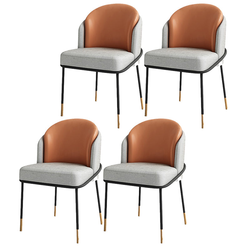 Parsons Side Chair Modern Style Linen Dining Chair for Dining Room Gray-Orange 4 Piece Set Clearhalo 'Dining Chairs' 'Dining Tables & Seating' 'dining_chair' 'furn' 'furn_dining_chair' 'Furniture' 'furniture_dining_chair' 'Kitchen & Dining Furniture' 5063500