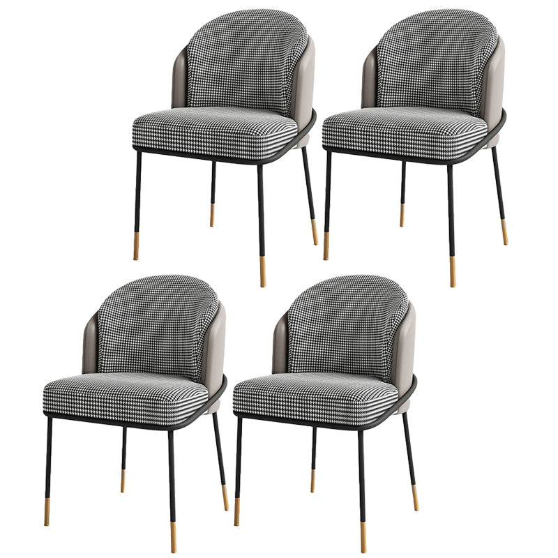 Parsons Side Chair Modern Style Linen Dining Chair for Dining Room Black Gray-White 4 Piece Set Clearhalo 'Dining Chairs' 'Dining Tables & Seating' 'dining_chair' 'furn' 'furn_dining_chair' 'Furniture' 'furniture_dining_chair' 'Kitchen & Dining Furniture' 5063522
