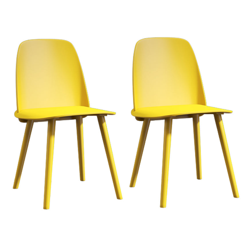 Glam Style Side Chair Plastic Indoor Dining Chair (Set of 2) Yellow 2 Piece Set Clearhalo 'Dining Chairs' 'Dining Tables & Seating' 'dining_chair' 'furn' 'furn_dining_chair' 'Furniture' 'furniture_dining_chair' 'Kitchen & Dining Furniture' 5063535