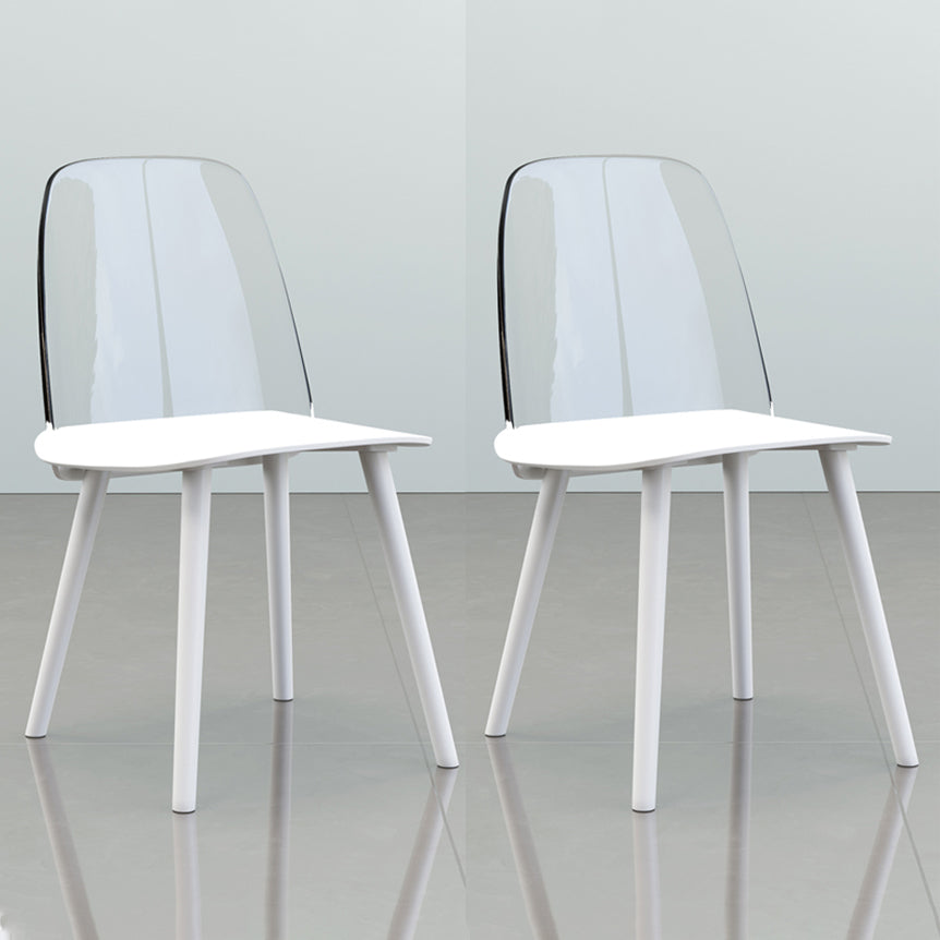 Glam Style Side Chair Plastic Indoor Dining Chair (Set of 2) White-Clear 2 Piece Set Clearhalo 'Dining Chairs' 'Dining Tables & Seating' 'dining_chair' 'furn' 'furn_dining_chair' 'Furniture' 'furniture_dining_chair' 'Kitchen & Dining Furniture' 5063538