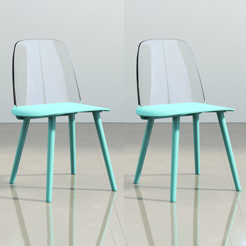 Glam Style Side Chair Plastic Indoor Dining Chair (Set of 2) Light Blue-Clear 2 Piece Set Clearhalo 'Dining Chairs' 'Dining Tables & Seating' 'dining_chair' 'furn' 'furn_dining_chair' 'Furniture' 'furniture_dining_chair' 'Kitchen & Dining Furniture' 5063541
