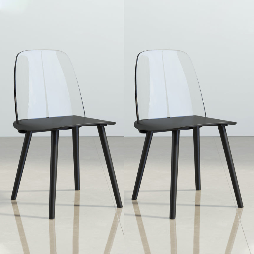 Glam Style Side Chair Plastic Indoor Dining Chair (Set of 2) Black Clear 2 Piece Set Clearhalo 'Dining Chairs' 'Dining Tables & Seating' 'dining_chair' 'furn' 'furn_dining_chair' 'Furniture' 'furniture_dining_chair' 'Kitchen & Dining Furniture' 5063542