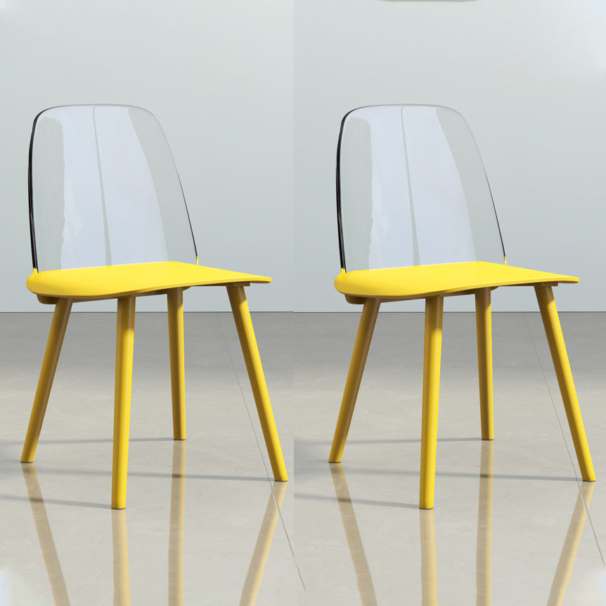 Glam Style Side Chair Plastic Indoor Dining Chair (Set of 2) Clear Yellow 2 Piece Set Clearhalo 'Dining Chairs' 'Dining Tables & Seating' 'dining_chair' 'furn' 'furn_dining_chair' 'Furniture' 'furniture_dining_chair' 'Kitchen & Dining Furniture' 5063547