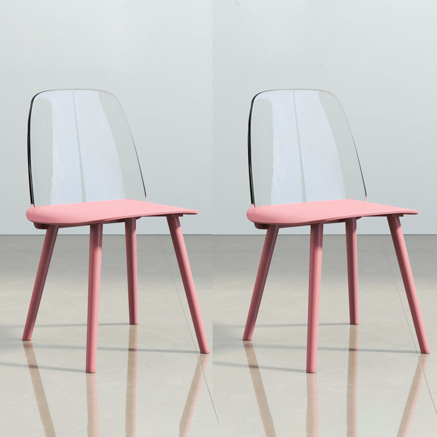 Glam Style Side Chair Plastic Indoor Dining Chair (Set of 2) Pinkish Red 2 Piece Set Clearhalo 'Dining Chairs' 'Dining Tables & Seating' 'dining_chair' 'furn' 'furn_dining_chair' 'Furniture' 'furniture_dining_chair' 'Kitchen & Dining Furniture' 5063548