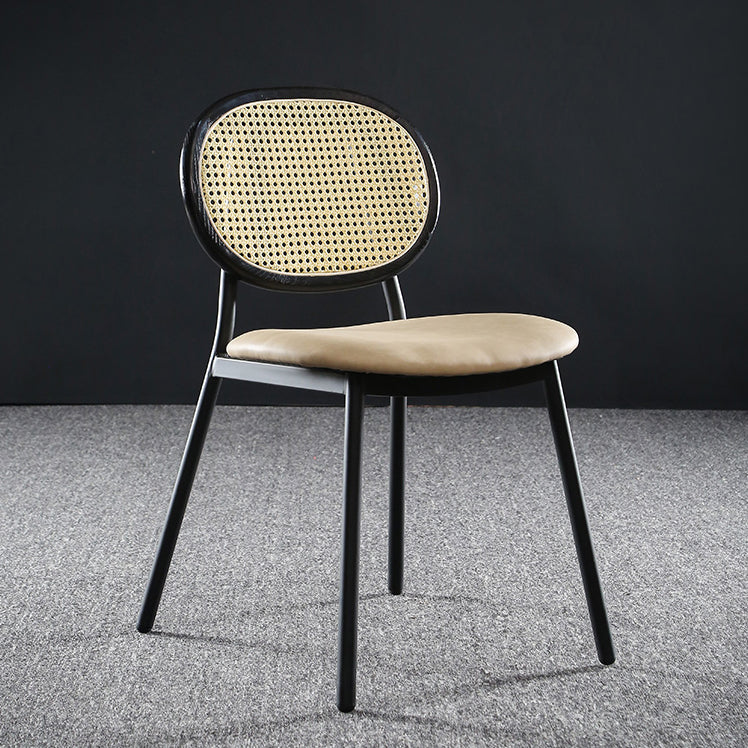 Contemporary Cane Back Chair Faux Leather Dining Side Chair for Indoor Clearhalo 'Dining Chairs' 'Dining Tables & Seating' 'dining_chair' 'furn' 'furn_dining_chair' 'Furniture' 'furniture_dining_chair' 'Kitchen & Dining Furniture' 5063559