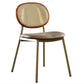 Contemporary Cane Back Chair Faux Leather Dining Side Chair for Indoor Gold-Brown 1 Piece Clearhalo 'Dining Chairs' 'Dining Tables & Seating' 'dining_chair' 'furn' 'furn_dining_chair' 'Furniture' 'furniture_dining_chair' 'Kitchen & Dining Furniture' 5063563