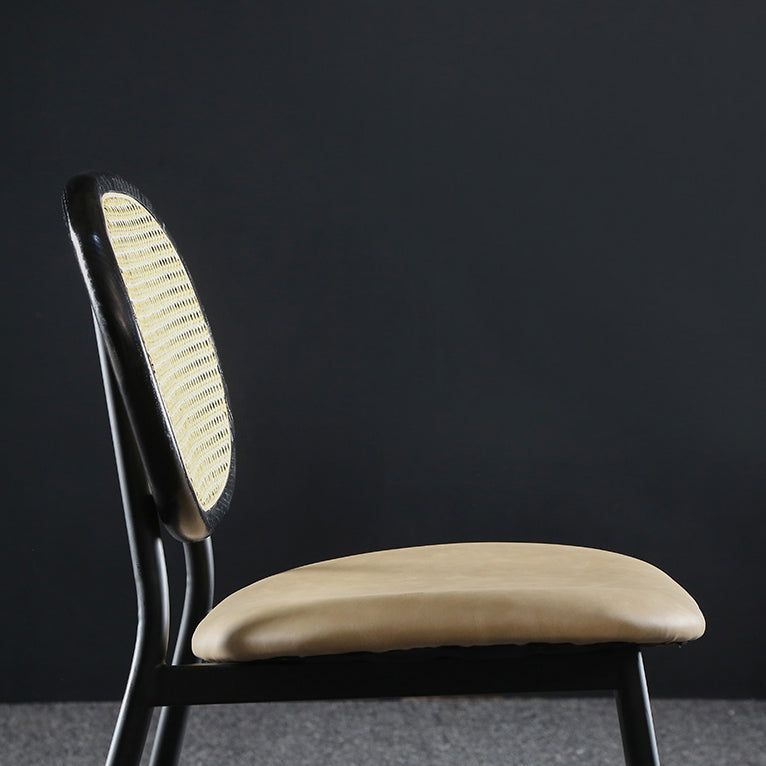 Contemporary Cane Back Chair Faux Leather Dining Side Chair for Indoor Clearhalo 'Dining Chairs' 'Dining Tables & Seating' 'dining_chair' 'furn' 'furn_dining_chair' 'Furniture' 'furniture_dining_chair' 'Kitchen & Dining Furniture' 5063566