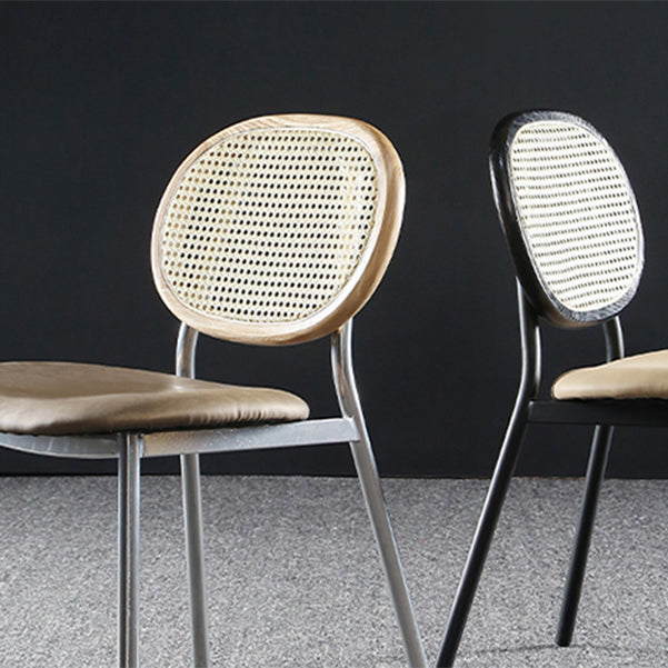 Contemporary Cane Back Chair Faux Leather Dining Side Chair for Indoor Clearhalo 'Dining Chairs' 'Dining Tables & Seating' 'dining_chair' 'furn' 'furn_dining_chair' 'Furniture' 'furniture_dining_chair' 'Kitchen & Dining Furniture' 5063569