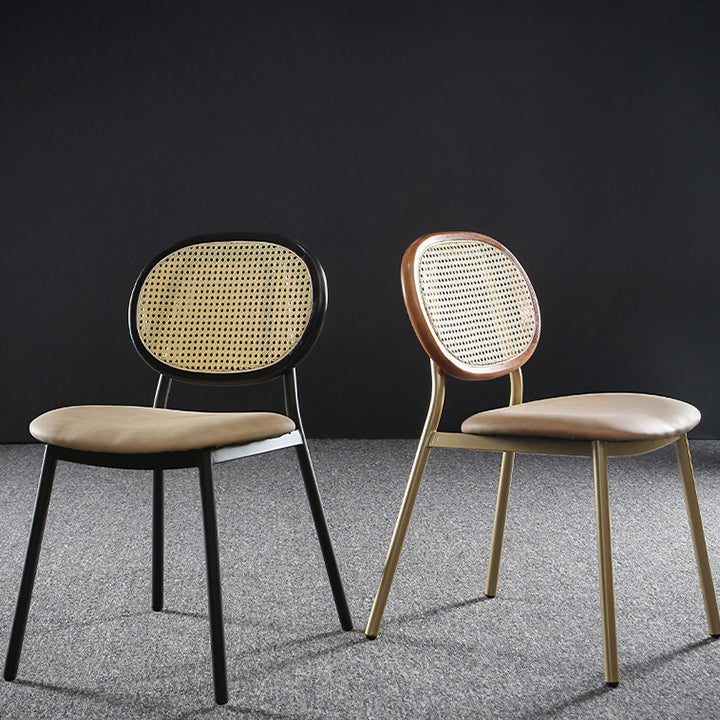 Contemporary Cane Back Chair Faux Leather Dining Side Chair for Indoor Clearhalo 'Dining Chairs' 'Dining Tables & Seating' 'dining_chair' 'furn' 'furn_dining_chair' 'Furniture' 'furniture_dining_chair' 'Kitchen & Dining Furniture' 5063582