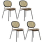 Contemporary Cane Back Chair Faux Leather Dining Side Chair for Indoor Black-Silver 4 Piece Set Clearhalo 'Dining Chairs' 'Dining Tables & Seating' 'dining_chair' 'furn' 'furn_dining_chair' 'Furniture' 'furniture_dining_chair' 'Kitchen & Dining Furniture' 5063590
