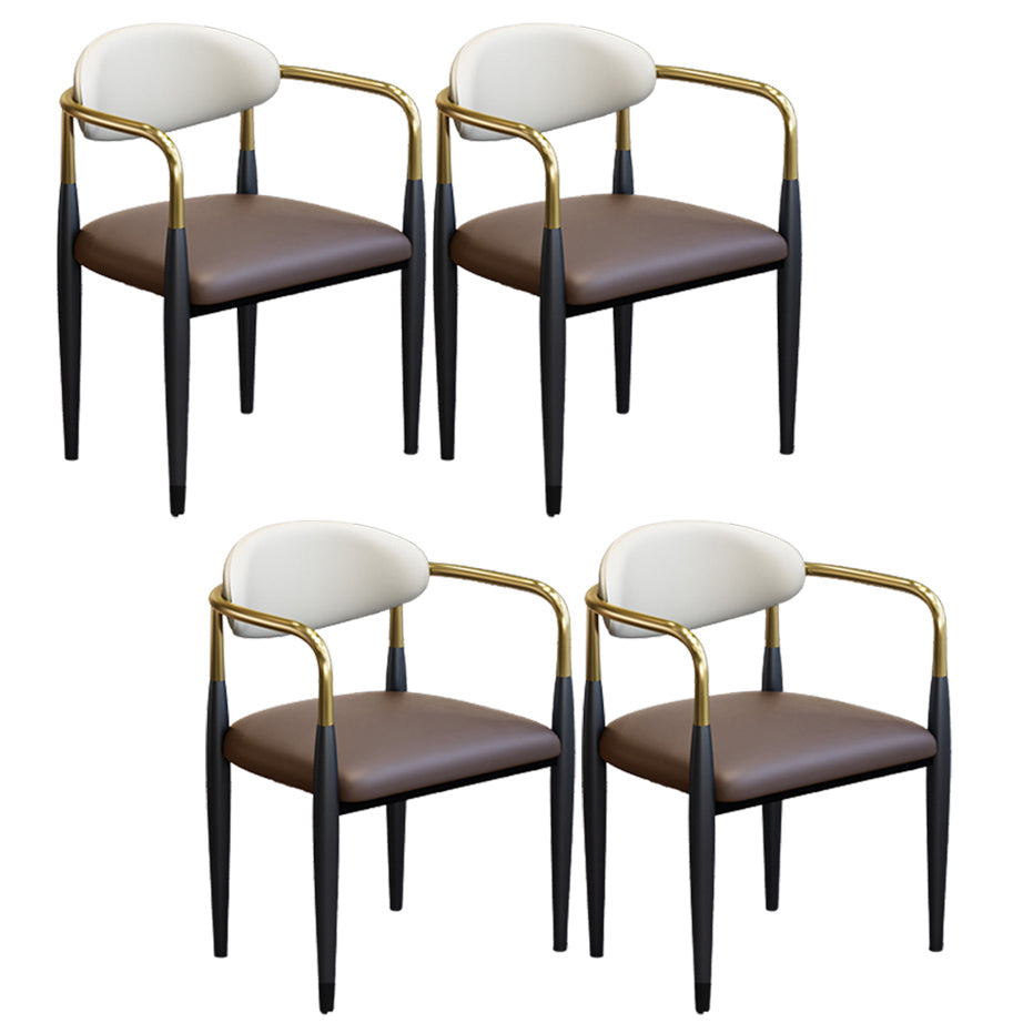 Modern Arm Chair Leather Open Back Dining Chair for Dining Room Coffee 4 Piece Set Clearhalo 'Dining Chairs' 'Dining Tables & Seating' 'dining_chair' 'furn' 'furn_dining_chair' 'Furniture' 'furniture_dining_chair' 'Kitchen & Dining Furniture' 5063597