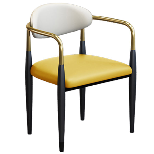 Modern Arm Chair Leather Open Back Dining Chair for Dining Room Yellow 1 Piece Clearhalo 'Dining Chairs' 'Dining Tables & Seating' 'dining_chair' 'furn' 'furn_dining_chair' 'Furniture' 'furniture_dining_chair' 'Kitchen & Dining Furniture' 5063598