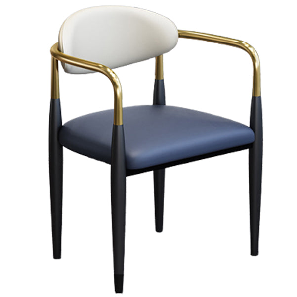 Modern Arm Chair Leather Open Back Dining Chair for Dining Room Blue 1 Piece Clearhalo 'Dining Chairs' 'Dining Tables & Seating' 'dining_chair' 'furn' 'furn_dining_chair' 'Furniture' 'furniture_dining_chair' 'Kitchen & Dining Furniture' 5063602