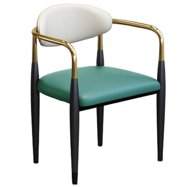 Modern Arm Chair Leather Open Back Dining Chair for Dining Room Green 1 Piece Clearhalo 'Dining Chairs' 'Dining Tables & Seating' 'dining_chair' 'furn' 'furn_dining_chair' 'Furniture' 'furniture_dining_chair' 'Kitchen & Dining Furniture' 5063604