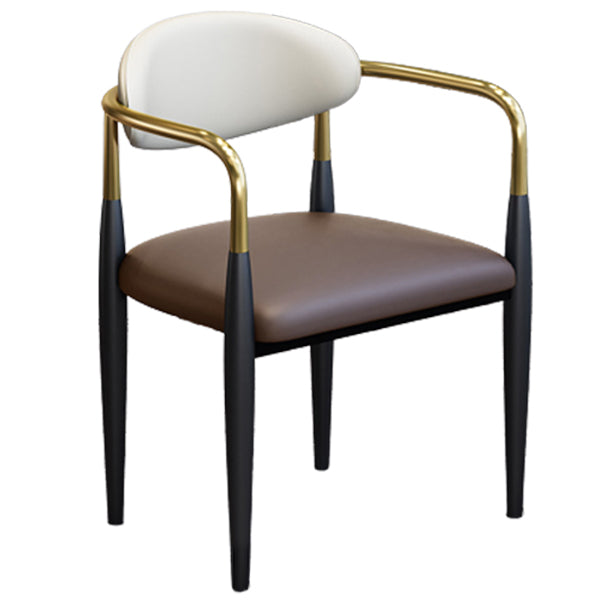 Modern Arm Chair Leather Open Back Dining Chair for Dining Room Coffee 1 Piece Clearhalo 'Dining Chairs' 'Dining Tables & Seating' 'dining_chair' 'furn' 'furn_dining_chair' 'Furniture' 'furniture_dining_chair' 'Kitchen & Dining Furniture' 5063606