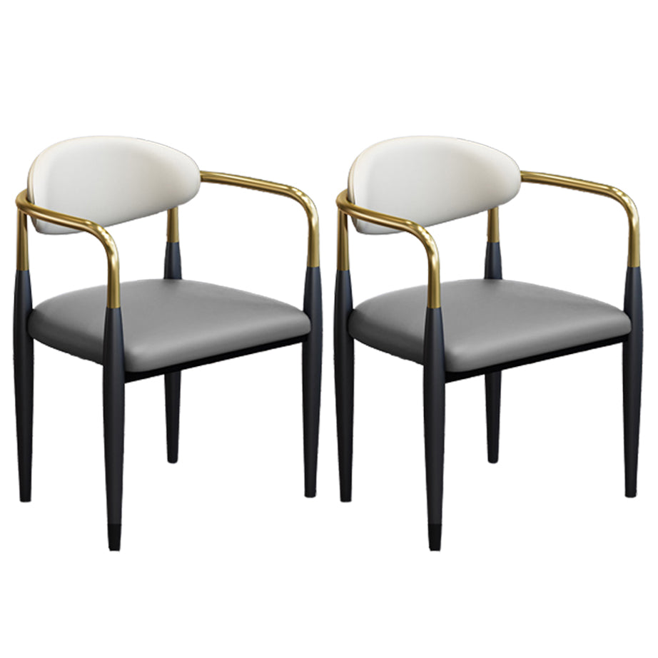 Modern Arm Chair Leather Open Back Dining Chair for Dining Room Grey 2 Piece Set Clearhalo 'Dining Chairs' 'Dining Tables & Seating' 'dining_chair' 'furn' 'furn_dining_chair' 'Furniture' 'furniture_dining_chair' 'Kitchen & Dining Furniture' 5063608