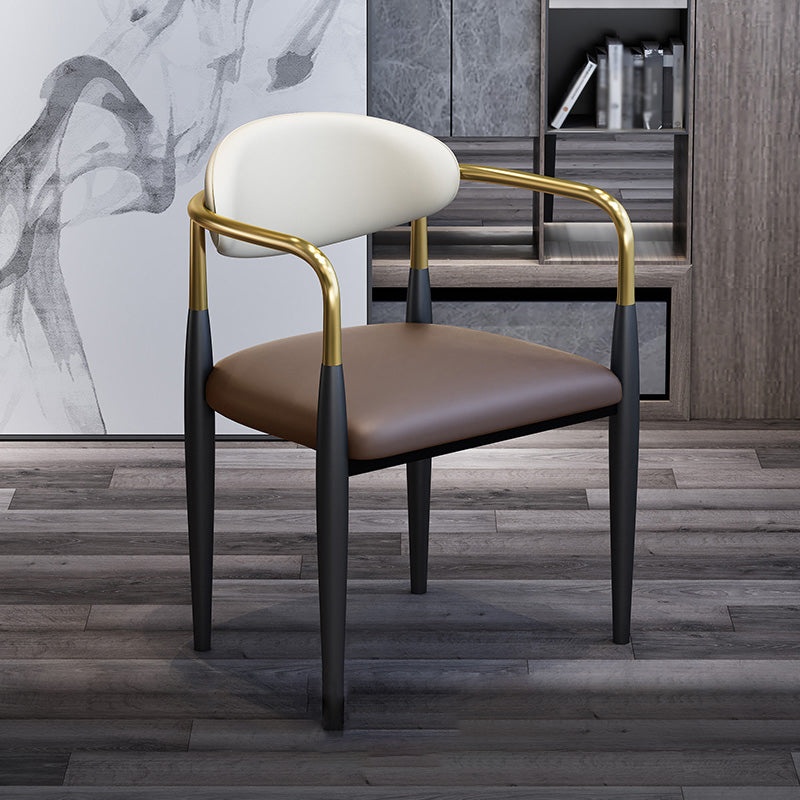 Modern Arm Chair Leather Open Back Dining Chair for Dining Room Clearhalo 'Dining Chairs' 'Dining Tables & Seating' 'dining_chair' 'furn' 'furn_dining_chair' 'Furniture' 'furniture_dining_chair' 'Kitchen & Dining Furniture' 5063609