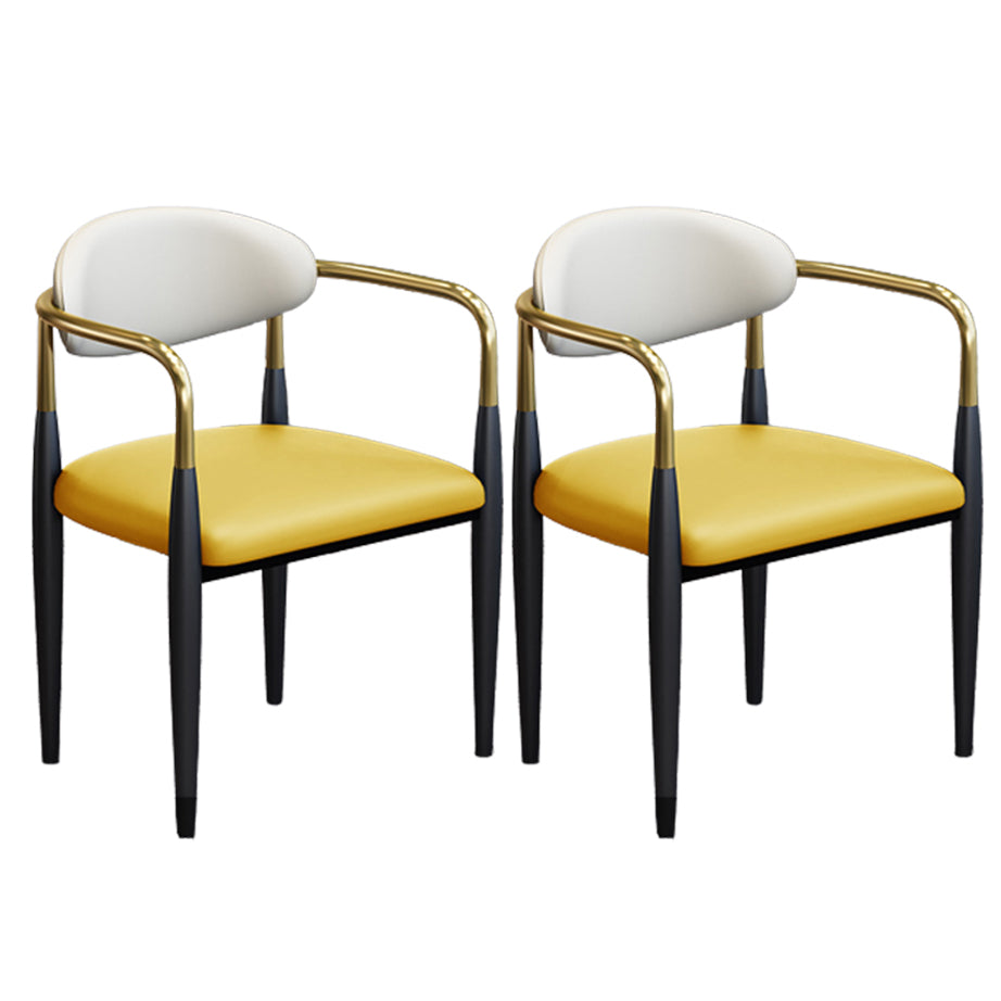 Modern Arm Chair Leather Open Back Dining Chair for Dining Room Yellow 2 Piece Set Clearhalo 'Dining Chairs' 'Dining Tables & Seating' 'dining_chair' 'furn' 'furn_dining_chair' 'Furniture' 'furniture_dining_chair' 'Kitchen & Dining Furniture' 5063610
