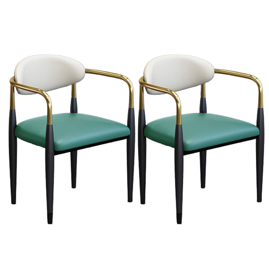 Modern Arm Chair Leather Open Back Dining Chair for Dining Room Green 2 Piece Set Clearhalo 'Dining Chairs' 'Dining Tables & Seating' 'dining_chair' 'furn' 'furn_dining_chair' 'Furniture' 'furniture_dining_chair' 'Kitchen & Dining Furniture' 5063616