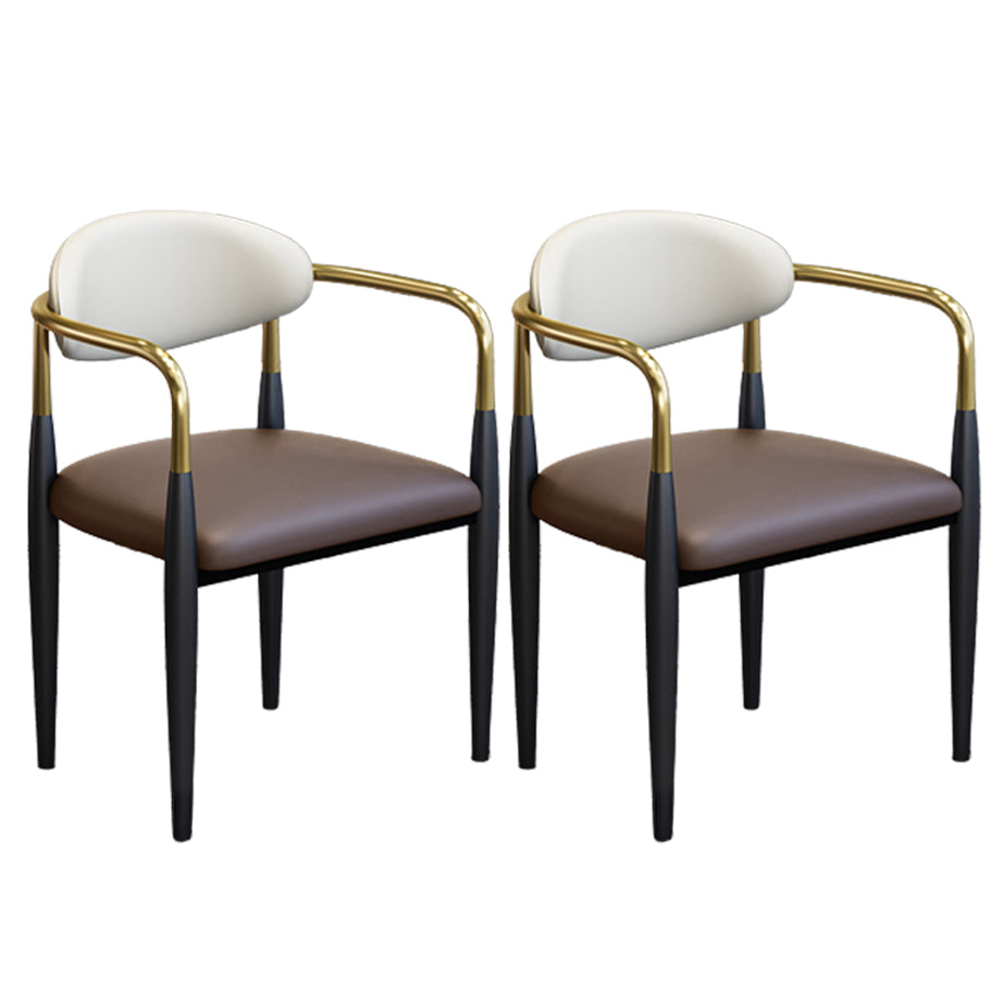 Modern Arm Chair Leather Open Back Dining Chair for Dining Room Coffee 2 Piece Set Clearhalo 'Dining Chairs' 'Dining Tables & Seating' 'dining_chair' 'furn' 'furn_dining_chair' 'Furniture' 'furniture_dining_chair' 'Kitchen & Dining Furniture' 5063617