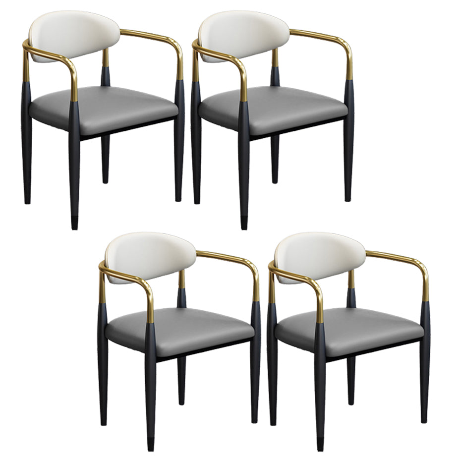 Modern Arm Chair Leather Open Back Dining Chair for Dining Room Grey 4 Piece Set Clearhalo 'Dining Chairs' 'Dining Tables & Seating' 'dining_chair' 'furn' 'furn_dining_chair' 'Furniture' 'furniture_dining_chair' 'Kitchen & Dining Furniture' 5063618