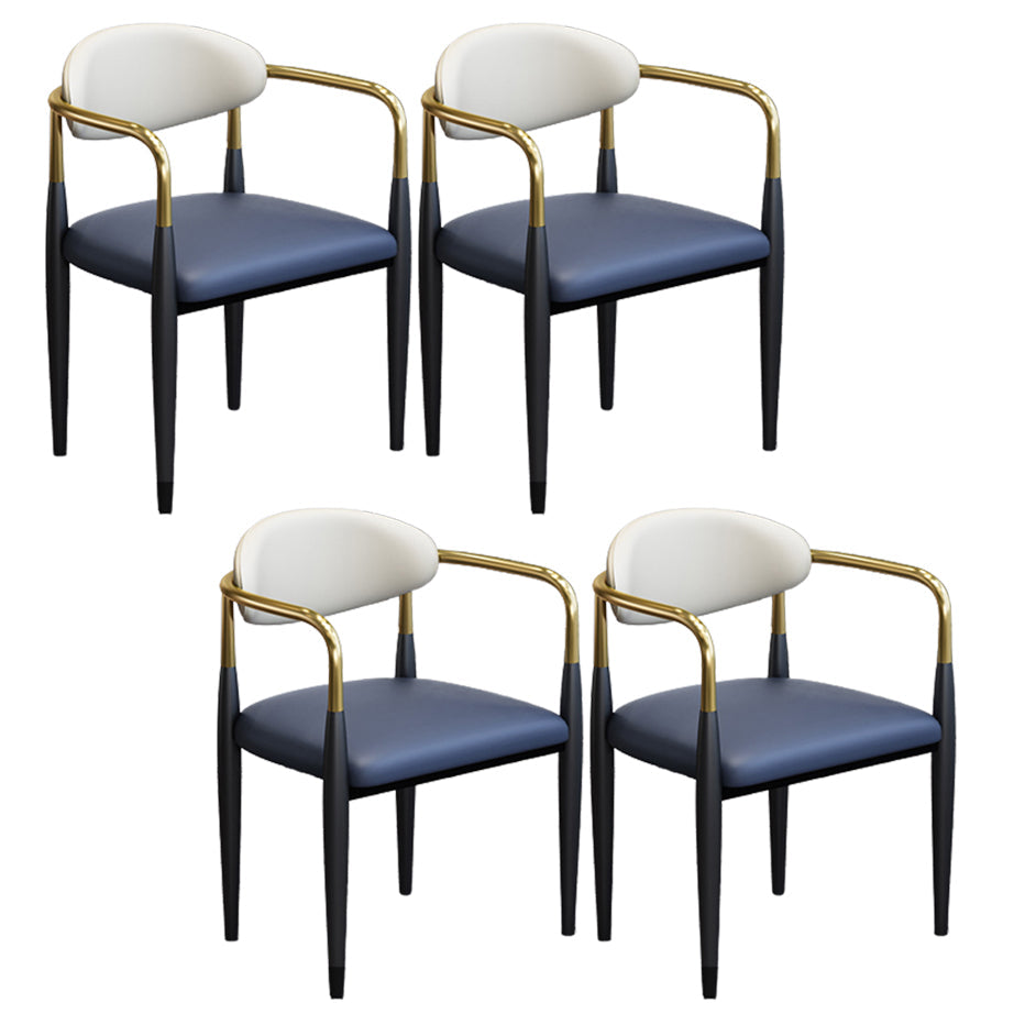Modern Arm Chair Leather Open Back Dining Chair for Dining Room Blue 4 Piece Set Clearhalo 'Dining Chairs' 'Dining Tables & Seating' 'dining_chair' 'furn' 'furn_dining_chair' 'Furniture' 'furniture_dining_chair' 'Kitchen & Dining Furniture' 5063621