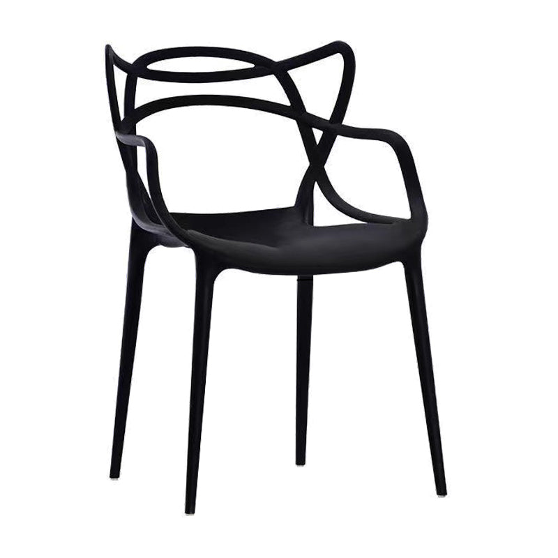 Contemporary Style Dining Armchair Plastic Open Back Dining Chair Black 1 Piece Clearhalo 'Dining Chairs' 'Dining Tables & Seating' 'dining_chair' 'furn' 'furn_dining_chair' 'Furniture' 'furniture_dining_chair' 'Kitchen & Dining Furniture' 5063625