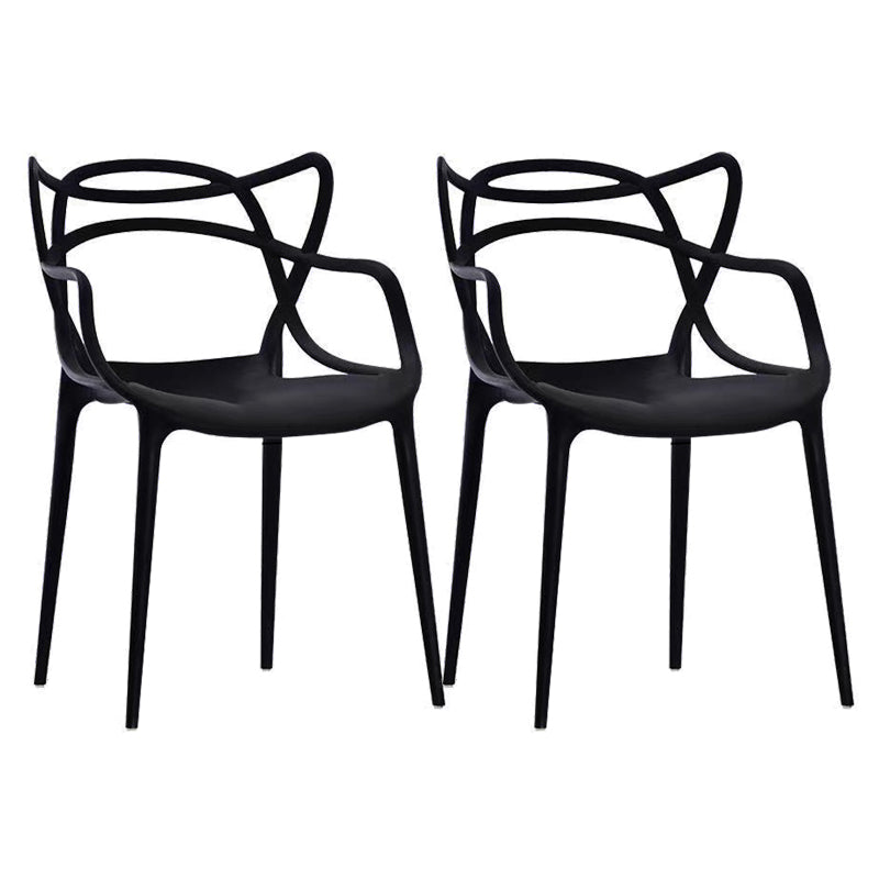 Contemporary Style Dining Armchair Plastic Open Back Dining Chair Black 2 Piece Set Clearhalo 'Dining Chairs' 'Dining Tables & Seating' 'dining_chair' 'furn' 'furn_dining_chair' 'Furniture' 'furniture_dining_chair' 'Kitchen & Dining Furniture' 5063626