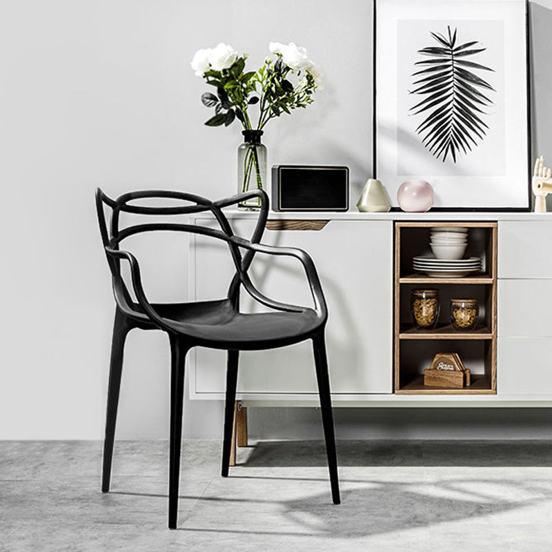 Contemporary Style Dining Armchair Plastic Open Back Dining Chair Clearhalo 'Dining Chairs' 'Dining Tables & Seating' 'dining_chair' 'furn' 'furn_dining_chair' 'Furniture' 'furniture_dining_chair' 'Kitchen & Dining Furniture' 5063627