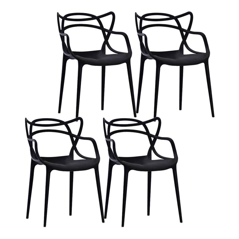 Contemporary Style Dining Armchair Plastic Open Back Dining Chair Black 4 Piece Set Clearhalo 'Dining Chairs' 'Dining Tables & Seating' 'dining_chair' 'furn' 'furn_dining_chair' 'Furniture' 'furniture_dining_chair' 'Kitchen & Dining Furniture' 5063629