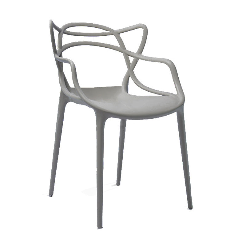 Contemporary Style Dining Armchair Plastic Open Back Dining Chair Dark Gray 1 Piece Clearhalo 'Dining Chairs' 'Dining Tables & Seating' 'dining_chair' 'furn' 'furn_dining_chair' 'Furniture' 'furniture_dining_chair' 'Kitchen & Dining Furniture' 5063631
