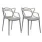 Contemporary Style Dining Armchair Plastic Open Back Dining Chair Dark Gray 2 Piece Set Clearhalo 'Dining Chairs' 'Dining Tables & Seating' 'dining_chair' 'furn' 'furn_dining_chair' 'Furniture' 'furniture_dining_chair' 'Kitchen & Dining Furniture' 5063633