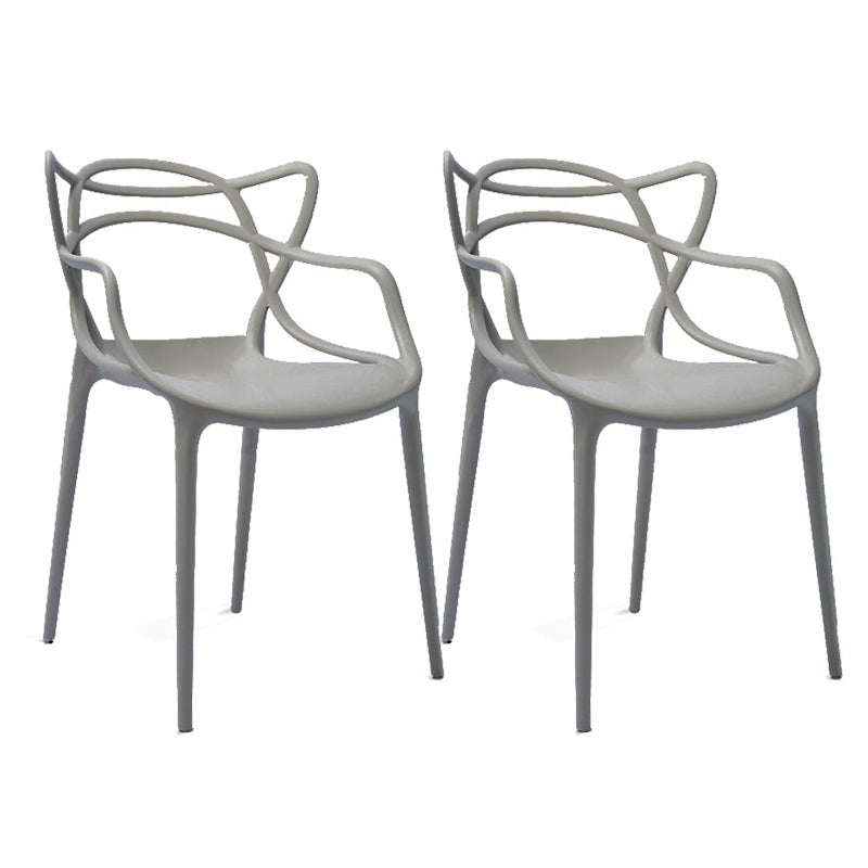 Contemporary Style Dining Armchair Plastic Open Back Dining Chair Dark Gray 2 Piece Set Clearhalo 'Dining Chairs' 'Dining Tables & Seating' 'dining_chair' 'furn' 'furn_dining_chair' 'Furniture' 'furniture_dining_chair' 'Kitchen & Dining Furniture' 5063633