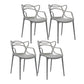 Contemporary Style Dining Armchair Plastic Open Back Dining Chair Dark Gray 4 Piece Set Clearhalo 'Dining Chairs' 'Dining Tables & Seating' 'dining_chair' 'furn' 'furn_dining_chair' 'Furniture' 'furniture_dining_chair' 'Kitchen & Dining Furniture' 5063635