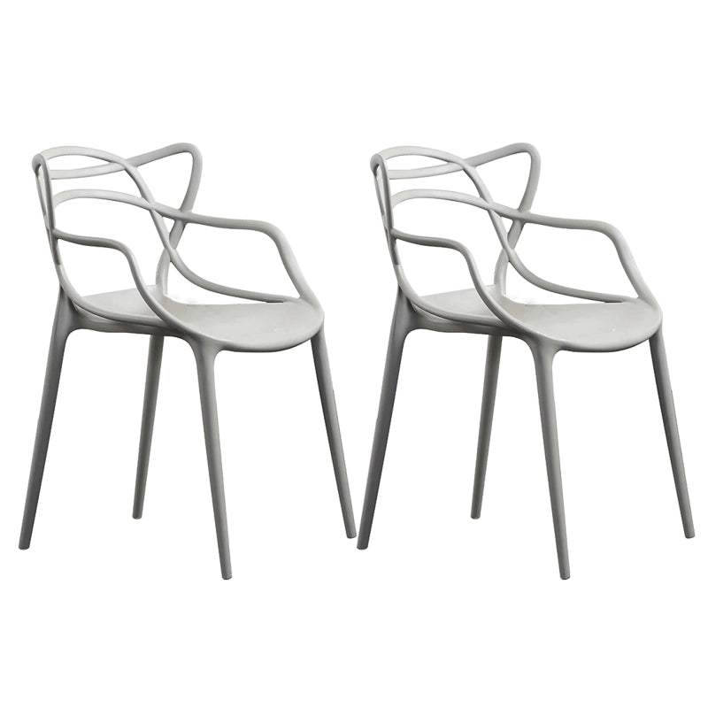 Contemporary Style Dining Armchair Plastic Open Back Dining Chair Light Gray 2 Piece Set Clearhalo 'Dining Chairs' 'Dining Tables & Seating' 'dining_chair' 'furn' 'furn_dining_chair' 'Furniture' 'furniture_dining_chair' 'Kitchen & Dining Furniture' 5063639