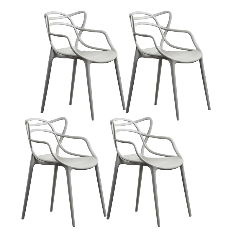 Contemporary Style Dining Armchair Plastic Open Back Dining Chair Light Gray 4 Piece Set Clearhalo 'Dining Chairs' 'Dining Tables & Seating' 'dining_chair' 'furn' 'furn_dining_chair' 'Furniture' 'furniture_dining_chair' 'Kitchen & Dining Furniture' 5063640