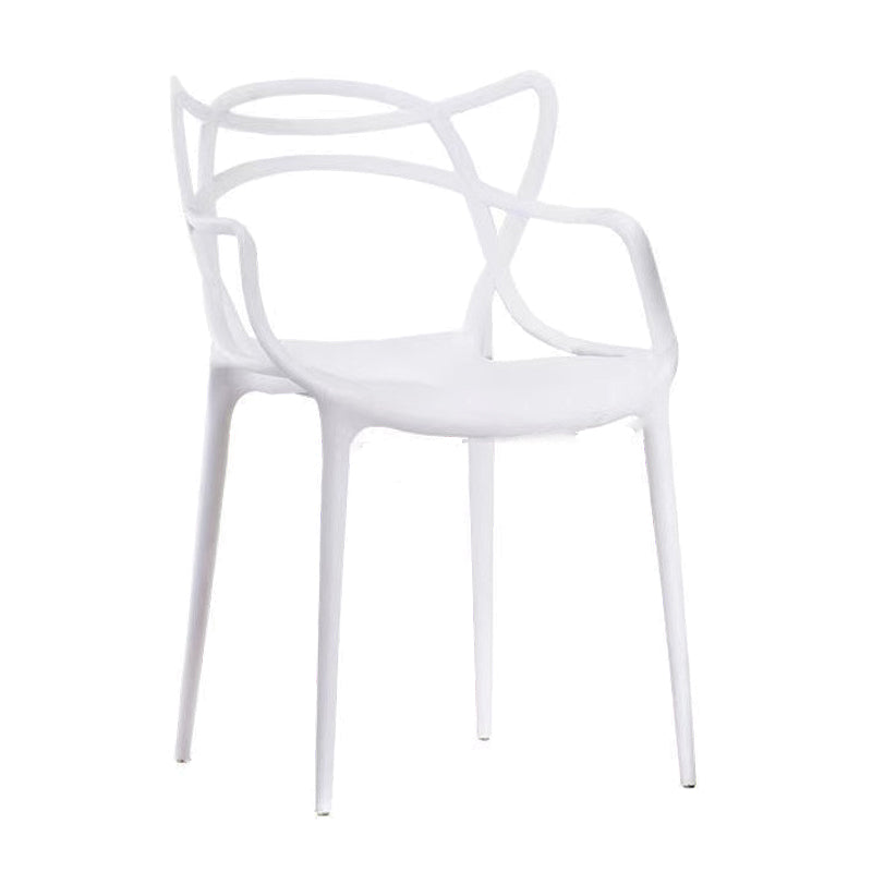 Contemporary Style Dining Armchair Plastic Open Back Dining Chair White 1 Piece Clearhalo 'Dining Chairs' 'Dining Tables & Seating' 'dining_chair' 'furn' 'furn_dining_chair' 'Furniture' 'furniture_dining_chair' 'Kitchen & Dining Furniture' 5063643