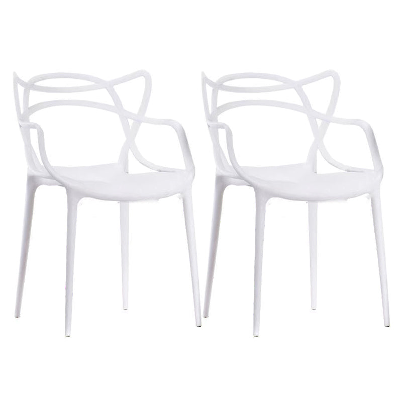 Contemporary Style Dining Armchair Plastic Open Back Dining Chair White 2 Piece Set Clearhalo 'Dining Chairs' 'Dining Tables & Seating' 'dining_chair' 'furn' 'furn_dining_chair' 'Furniture' 'furniture_dining_chair' 'Kitchen & Dining Furniture' 5063644
