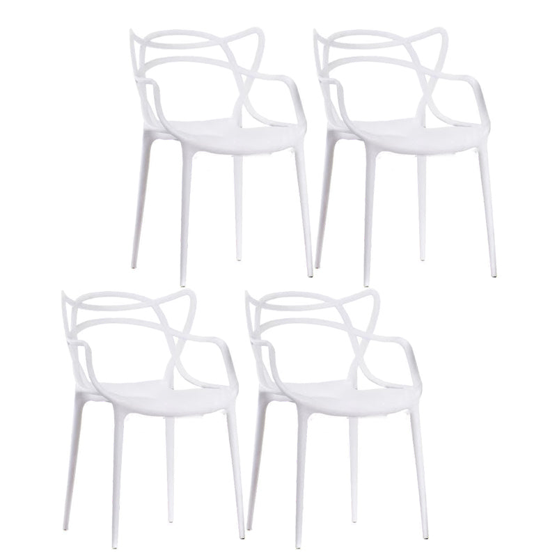 Contemporary Style Dining Armchair Plastic Open Back Dining Chair White 4 Piece Set Clearhalo 'Dining Chairs' 'Dining Tables & Seating' 'dining_chair' 'furn' 'furn_dining_chair' 'Furniture' 'furniture_dining_chair' 'Kitchen & Dining Furniture' 5063646