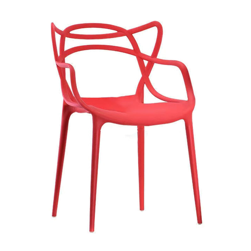 Contemporary Style Dining Armchair Plastic Open Back Dining Chair Red 1 Piece Clearhalo 'Dining Chairs' 'Dining Tables & Seating' 'dining_chair' 'furn' 'furn_dining_chair' 'Furniture' 'furniture_dining_chair' 'Kitchen & Dining Furniture' 5063649
