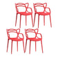 Contemporary Style Dining Armchair Plastic Open Back Dining Chair Red 4 Piece Set Clearhalo 'Dining Chairs' 'Dining Tables & Seating' 'dining_chair' 'furn' 'furn_dining_chair' 'Furniture' 'furniture_dining_chair' 'Kitchen & Dining Furniture' 5063652