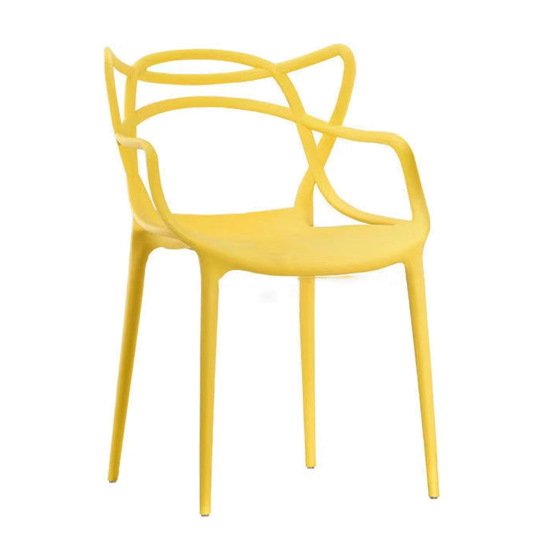 Contemporary Style Dining Armchair Plastic Open Back Dining Chair Yellow 1 Piece Clearhalo 'Dining Chairs' 'Dining Tables & Seating' 'dining_chair' 'furn' 'furn_dining_chair' 'Furniture' 'furniture_dining_chair' 'Kitchen & Dining Furniture' 5063654