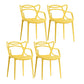 Contemporary Style Dining Armchair Plastic Open Back Dining Chair Yellow 4 Piece Set Clearhalo 'Dining Chairs' 'Dining Tables & Seating' 'dining_chair' 'furn' 'furn_dining_chair' 'Furniture' 'furniture_dining_chair' 'Kitchen & Dining Furniture' 5063656