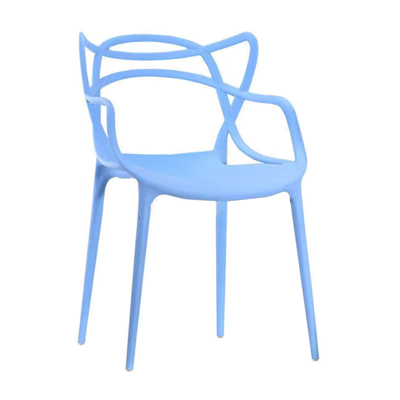 Contemporary Style Dining Armchair Plastic Open Back Dining Chair Blue 1 Piece Clearhalo 'Dining Chairs' 'Dining Tables & Seating' 'dining_chair' 'furn' 'furn_dining_chair' 'Furniture' 'furniture_dining_chair' 'Kitchen & Dining Furniture' 5063657