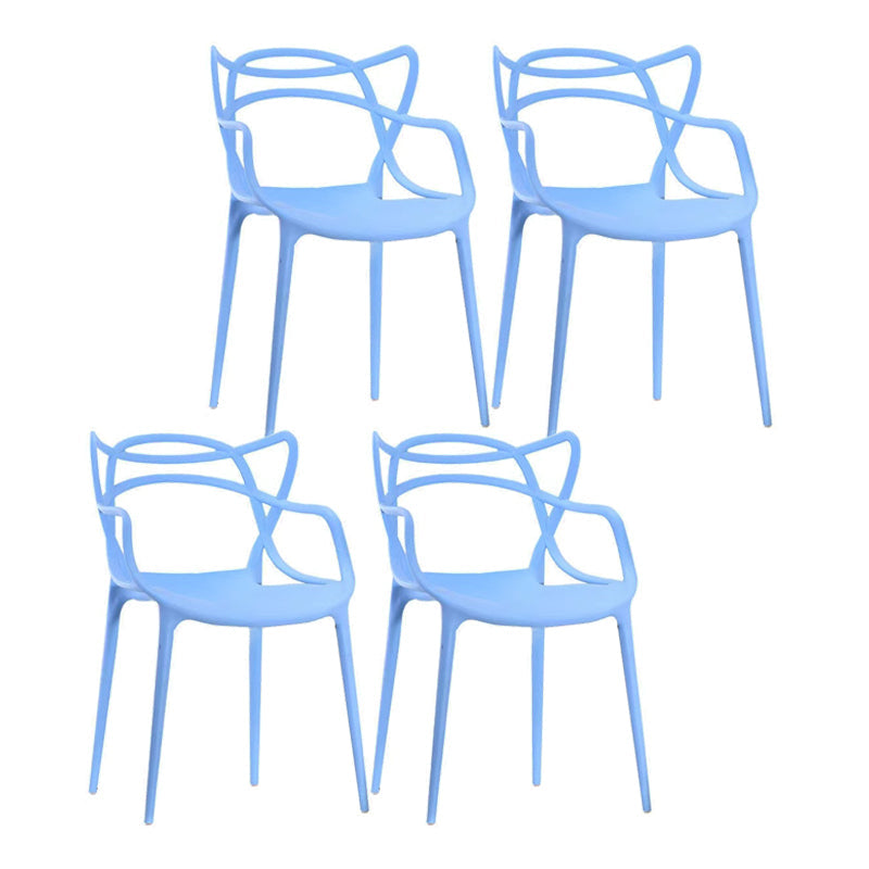 Contemporary Style Dining Armchair Plastic Open Back Dining Chair Blue 4 Piece Set Clearhalo 'Dining Chairs' 'Dining Tables & Seating' 'dining_chair' 'furn' 'furn_dining_chair' 'Furniture' 'furniture_dining_chair' 'Kitchen & Dining Furniture' 5063659