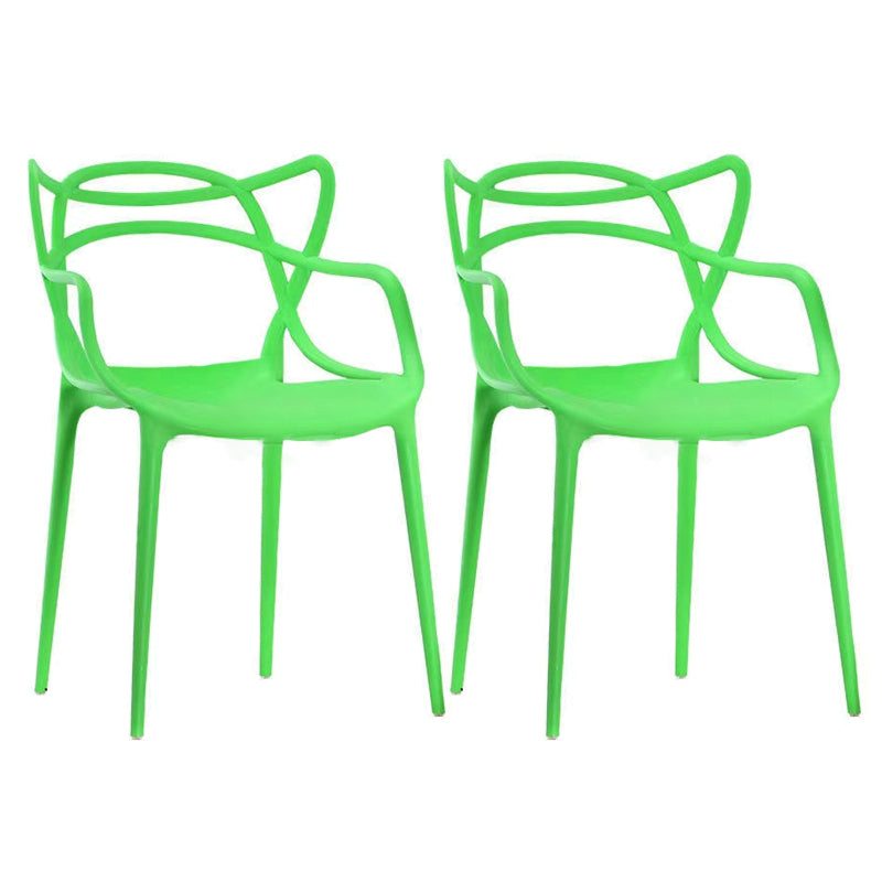 Contemporary Style Dining Armchair Plastic Open Back Dining Chair Green 2 Piece Set Clearhalo 'Dining Chairs' 'Dining Tables & Seating' 'dining_chair' 'furn' 'furn_dining_chair' 'Furniture' 'furniture_dining_chair' 'Kitchen & Dining Furniture' 5063661
