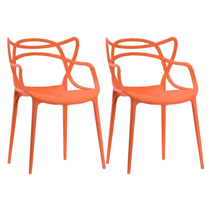 Contemporary Style Dining Armchair Plastic Open Back Dining Chair Orange 2 Piece Set Clearhalo 'Dining Chairs' 'Dining Tables & Seating' 'dining_chair' 'furn' 'furn_dining_chair' 'Furniture' 'furniture_dining_chair' 'Kitchen & Dining Furniture' 5063664