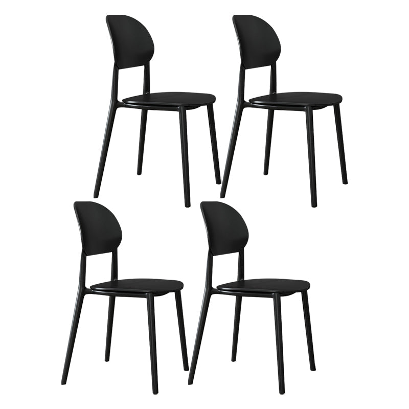 Contemporary Style Side Chair Plastic Open Back Dining Side Chair Black 4 Piece Set Clearhalo 'Dining Chairs' 'Dining Tables & Seating' 'dining_chair' 'furn' 'furn_dining_chair' 'Furniture' 'furniture_dining_chair' 'Kitchen & Dining Furniture' 5064637