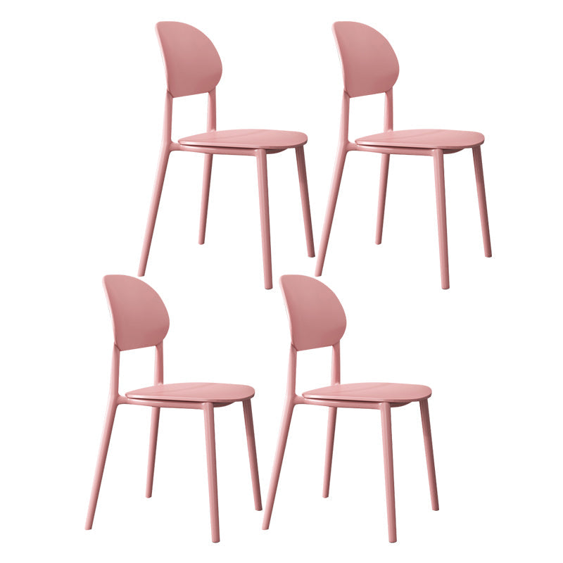 Contemporary Style Side Chair Plastic Open Back Dining Side Chair Pink 4 Piece Set Clearhalo 'Dining Chairs' 'Dining Tables & Seating' 'dining_chair' 'furn' 'furn_dining_chair' 'Furniture' 'furniture_dining_chair' 'Kitchen & Dining Furniture' 5064653