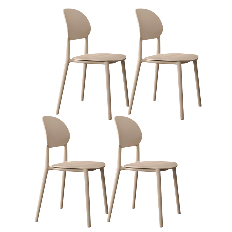 Contemporary Style Side Chair Plastic Open Back Dining Side Chair Brown 4 Piece Set Clearhalo 'Dining Chairs' 'Dining Tables & Seating' 'dining_chair' 'furn' 'furn_dining_chair' 'Furniture' 'furniture_dining_chair' 'Kitchen & Dining Furniture' 5064662